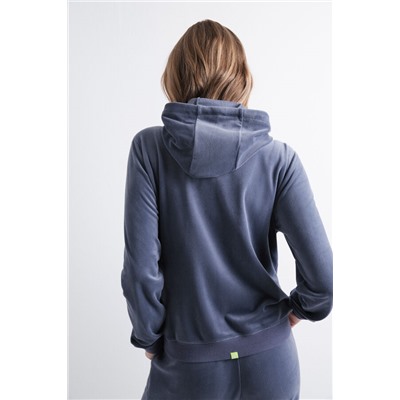 Chaqueta terciopelo cremallera azul