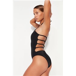 TRENDYOLMİLLA Siyah Halter Yaka Sırt Dekolteli Normal Paça Mayo TBESS23MA00250