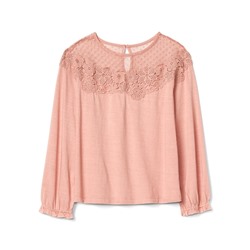 Lace yoke keyhole tee