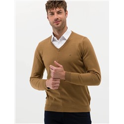 Camel Melanj Slim Fit V Yaka Basic Triko Kazak