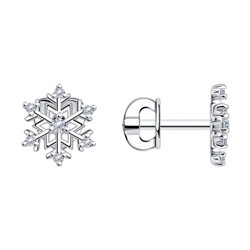 Серьги из серебра с фианитом, 94024976