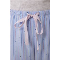 Pijama largo 100% algodón azul rayas