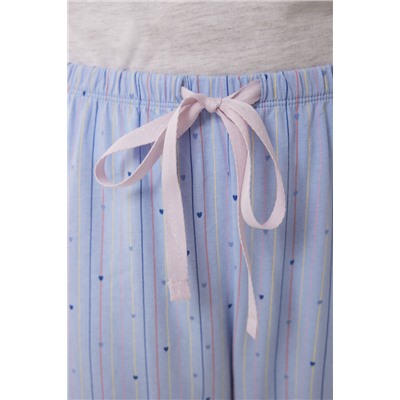 Pijama largo 100% algodón azul rayas