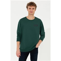 Erkek Yeşil Bisiklet Yaka Sweatshirt