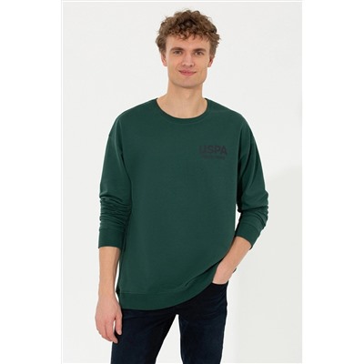 Erkek Yeşil Bisiklet Yaka Sweatshirt