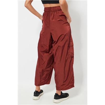 Pantalón wide leg cargo 7/8 cintura alta - Camel