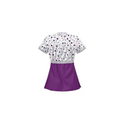 UA Flower Patch White Mock Wrap Scrub Top
