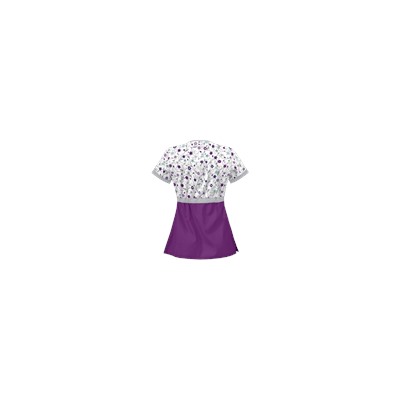 UA Flower Patch White Mock Wrap Scrub Top