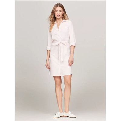 TOMMY HILFIGER BELTED STRIPE COTTON POPLIN SHIRTDRESS