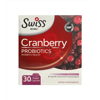 Swiss Cranberry Probiotics Пробиотики с клюквой/30 капсул