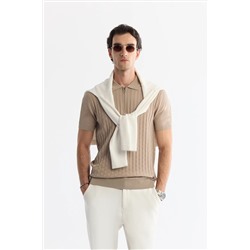 Avva, Erkek Vizon Polo Yaka Fermuarlı Rayon Triko T-shirt A42y5128