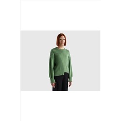 United Colors of Benetton Kadın Kuşkonmaz Rengi Boxy Fit Asimetrik Kesim Kazak Kuşkonmaz Rengi 123P105FD105K