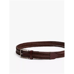 Square Buckle Woven Leather Belt