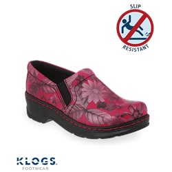 Klogs Naples Closed Back Leather Clog "Pink/Grey Flower"