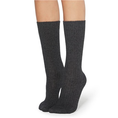 Kurze Socken in Rippe mit Wolle und Kaschmir