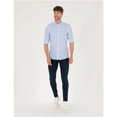 Açık Mavi Slim Fit Uzun Kollu Gömlek