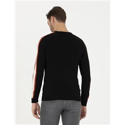 Siyah Slim Fit Bisiklet Yaka Triko Kazak