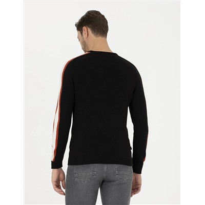 Siyah Slim Fit Bisiklet Yaka Triko Kazak