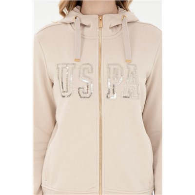 Kadın Taş Kapüşonlu Fermuarlı Sweatshirt