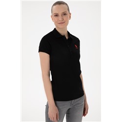 Kadın Siyah Basic Polo Yaka Tişört