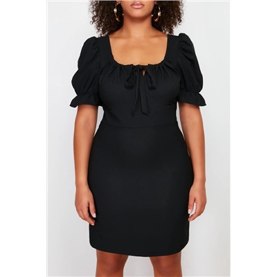 Siyah A-Line Mini Dokuma Elbise TBBSS24AH00017