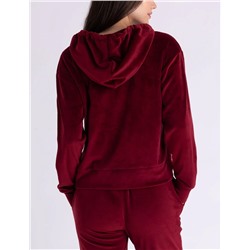 VELOUR RHINESTONE ZIP UP HOODIE