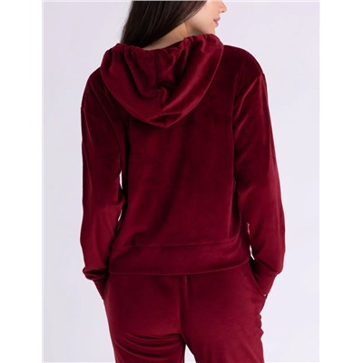 VELOUR RHINESTONE ZIP UP HOODIE