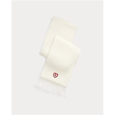 Heart-Patch Wool-Blend Scarf