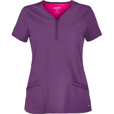 Jockey Scrubs Modern Notch Neck Zipper Top