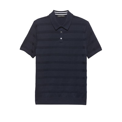 SUPIMA® Cotton Texture Stripe Sweater Polo