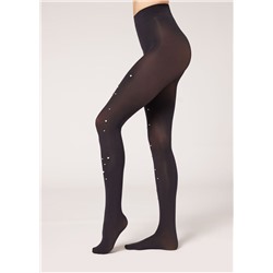 Blickdichte Strumpfhose mit Perlen