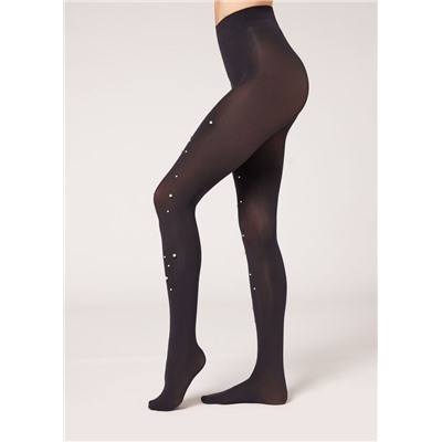 Blickdichte Strumpfhose mit Perlen