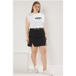 Siyah Çift Yırtmaçlı Denim Etek TBBSS23AZ00056