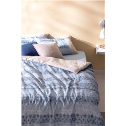 Robin King Size %100 Pamuk Madame Coco Crep Baskılı Nevresim Takımı - Mavi