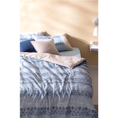 Robin King Size %100 Pamuk Madame Coco Crep Baskılı Nevresim Takımı - Mavi