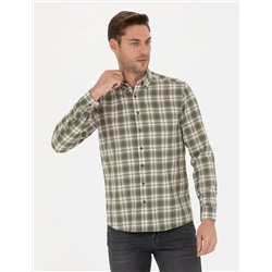 Haki Slim Fit Uzun Kollu Gömlek