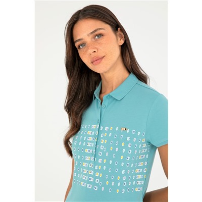 Kadın Mint Polo Yaka Tişört