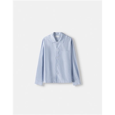 Striped long sleeve poplin shirt