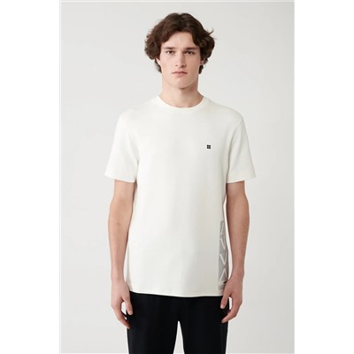 Avva, Erkek Beyaz Baskılı Bisiklet Yaka Soft Touch T-shirt A41y1328
