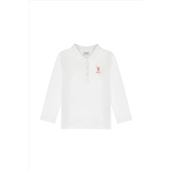 Kız Çocuk Ekru Polo Yaka Basic Sweatshirt