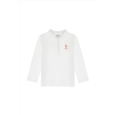 Kız Çocuk Ekru Polo Yaka Basic Sweatshirt