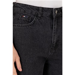 Kadın Siyah Mom High Waist Fit Jean Pantolon