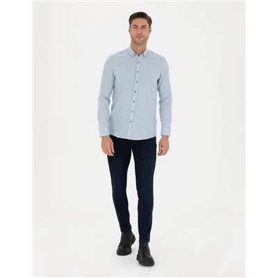 Açık Mavi Slim Fit Uzun Kollu Gömlek