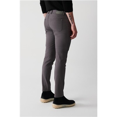 Antrasit Armürlü Esnek 5 Cepli Slim Fit Dar Kesim Kanvas Pantolon