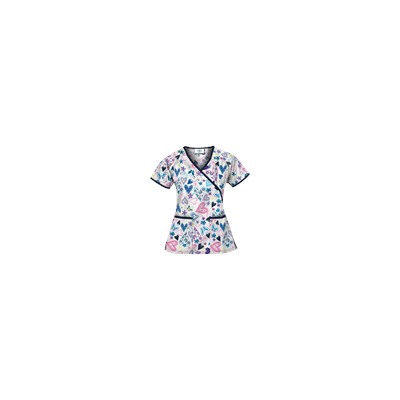 Happy Scrubs® Crazy Hearts White Print Scrub Top