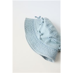 DENIM BUCKET HAT WITH BOWS