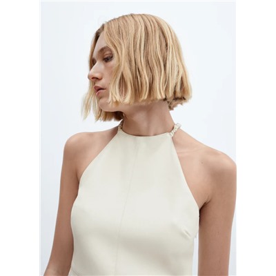 Vestido halter efecto piel