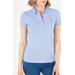 Kadın Mavi Basic Polo Yaka Tişört