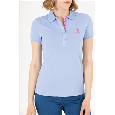 Kadın Mavi Basic Polo Yaka Tişört