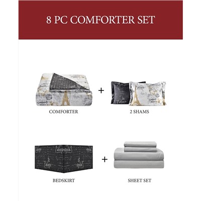 Fairfield Square Collection Paris Gold 8-Pc. Reversible Comforter Sets